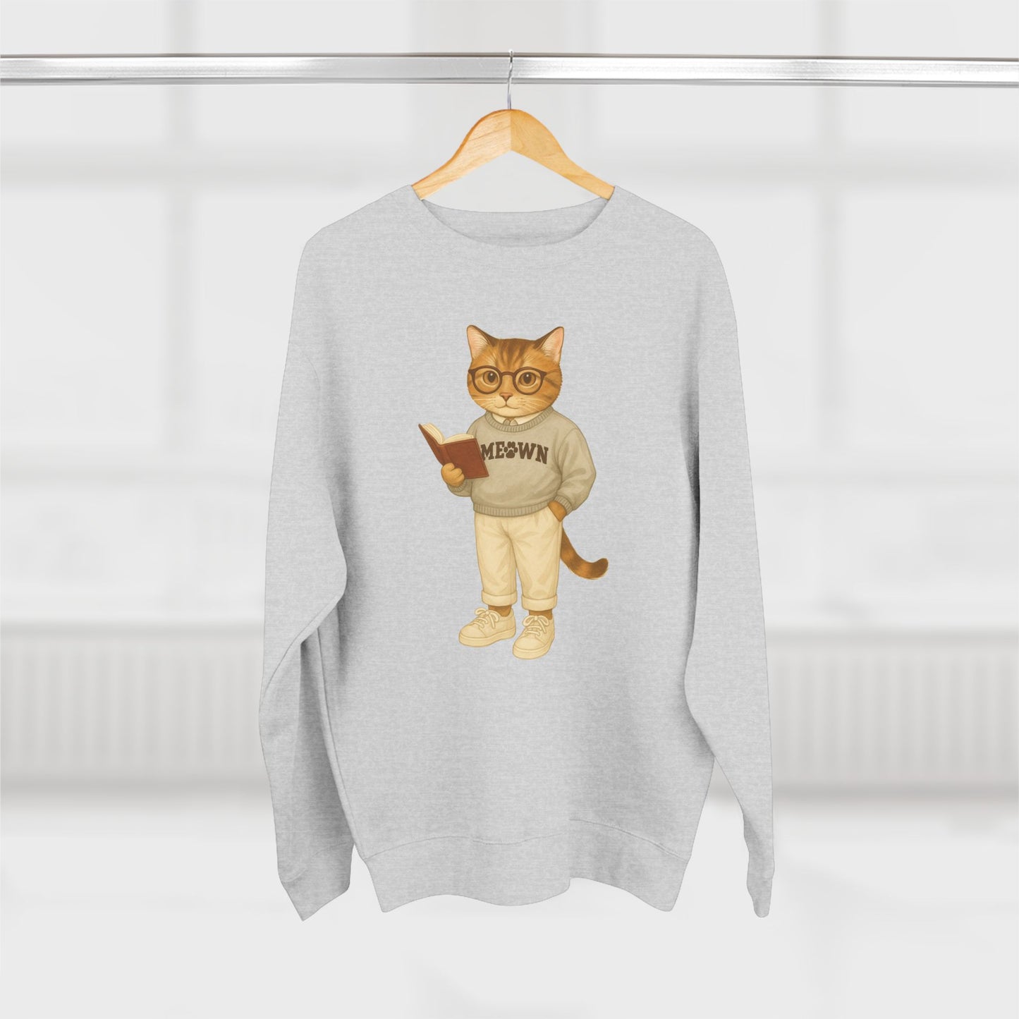Ivy League Cats Brown Sweatshirt | Cozy Unisex Crewneck