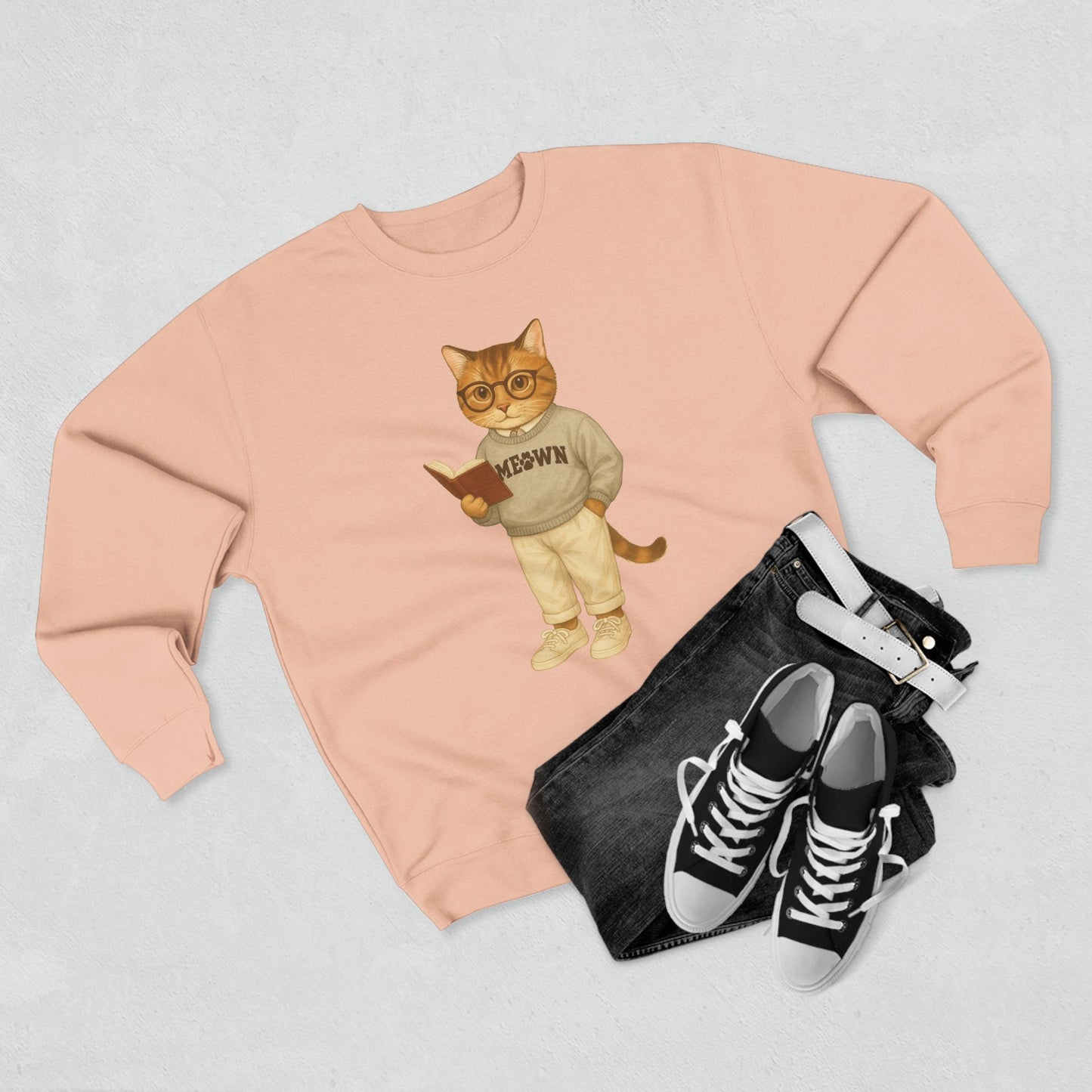 Ivy League Cats Brown Sweatshirt | Cozy Unisex Crewneck