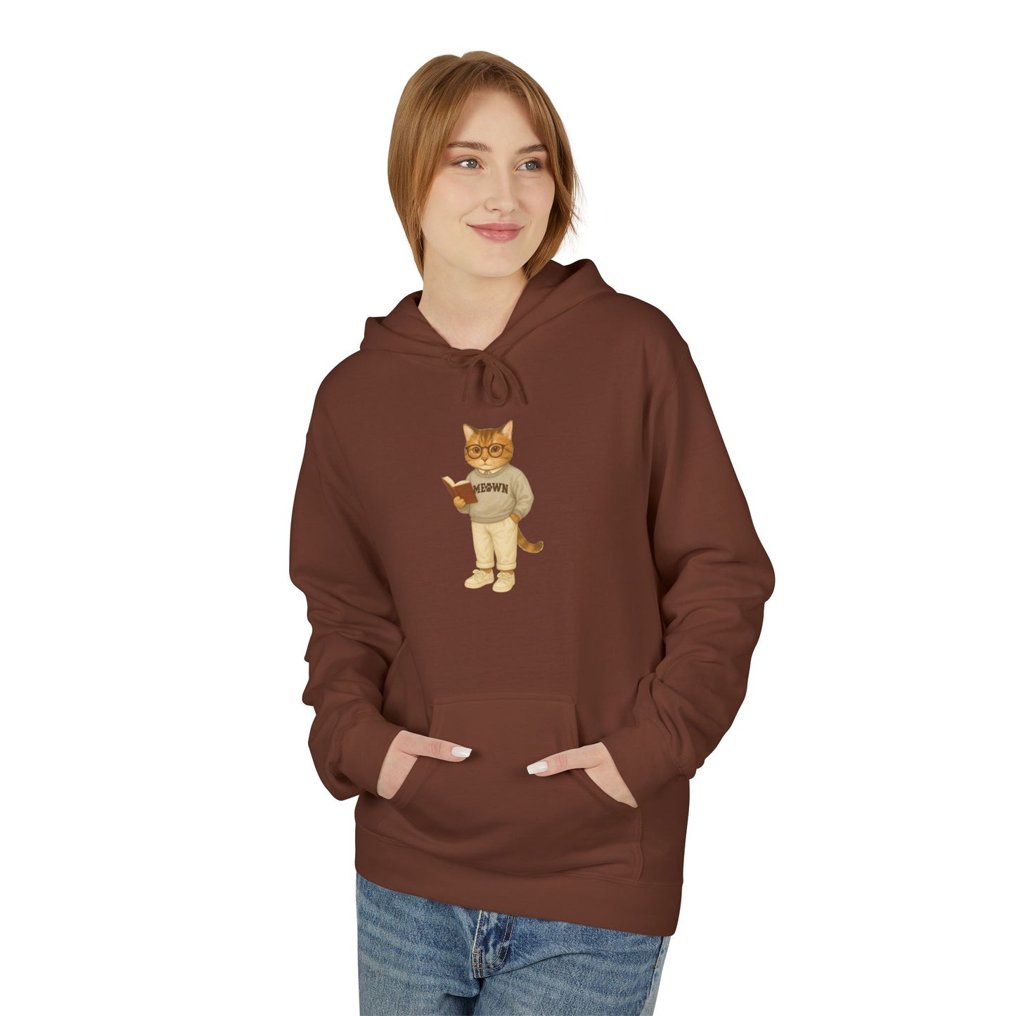 Ivy League Cats Brown Hoodie| Cozy Unisex Hoodie