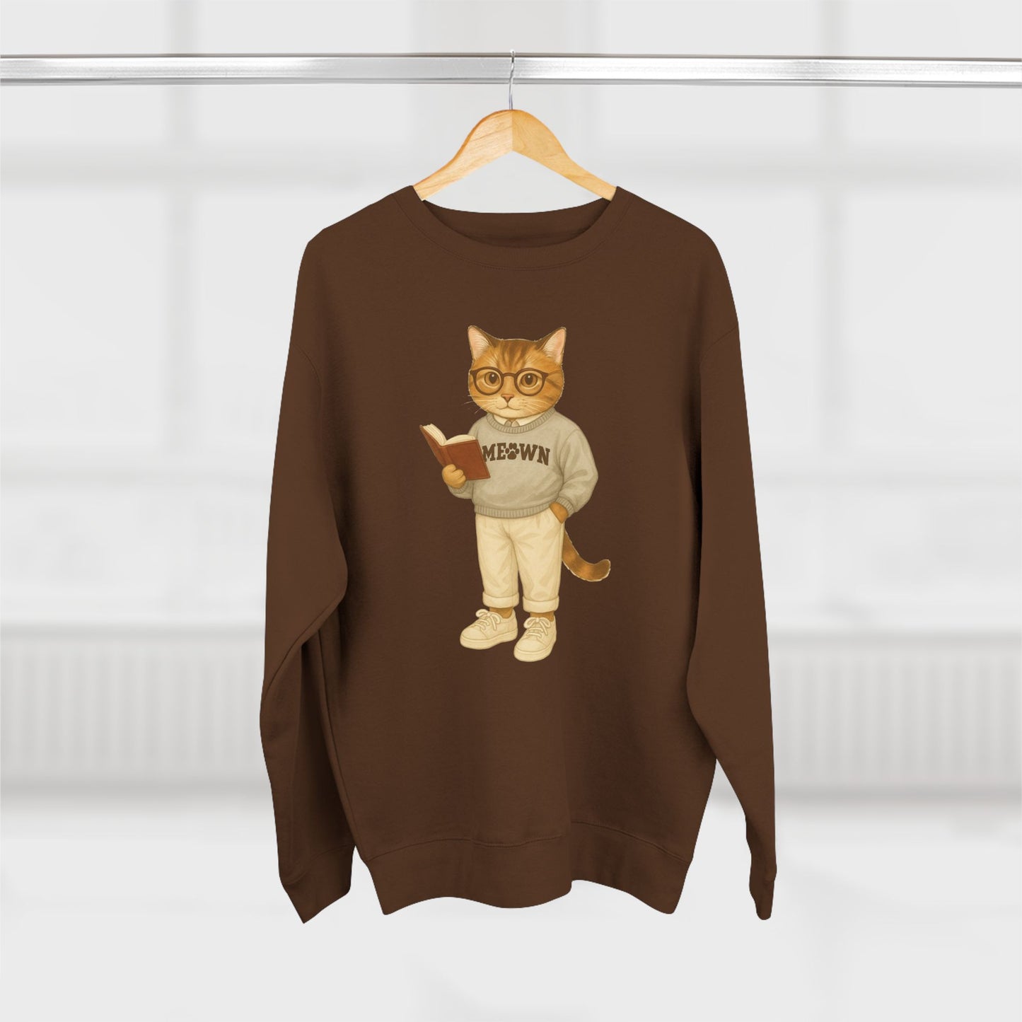 Ivy League Cats Brown Sweatshirt | Cozy Unisex Crewneck
