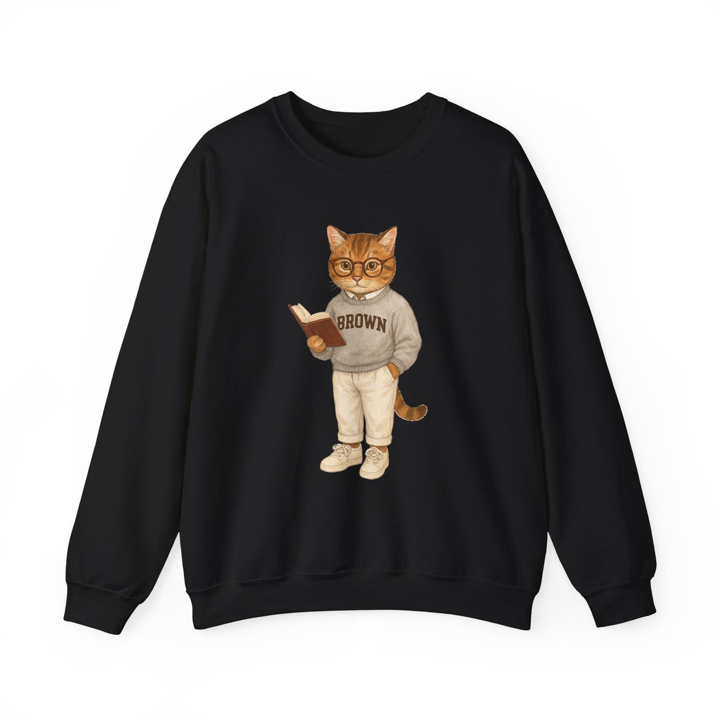 Ivy League Cat - Brown Sweatshirt