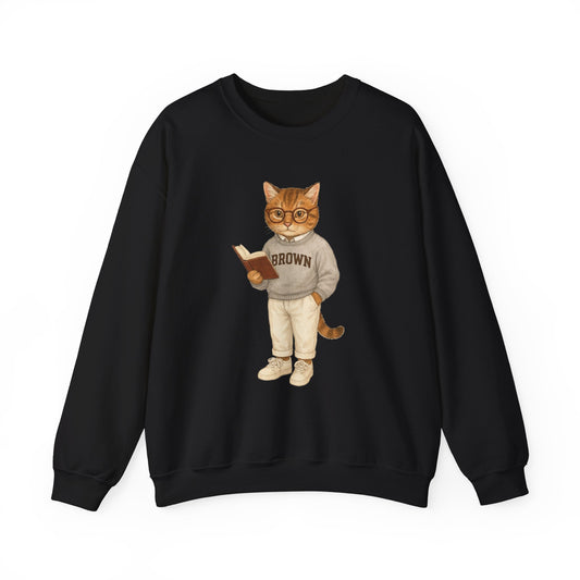 Ivy League Cat - Brown Sweatshirt