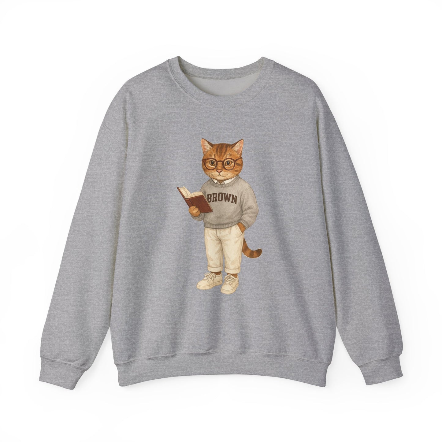 Ivy League Cat - Brown Sweatshirt