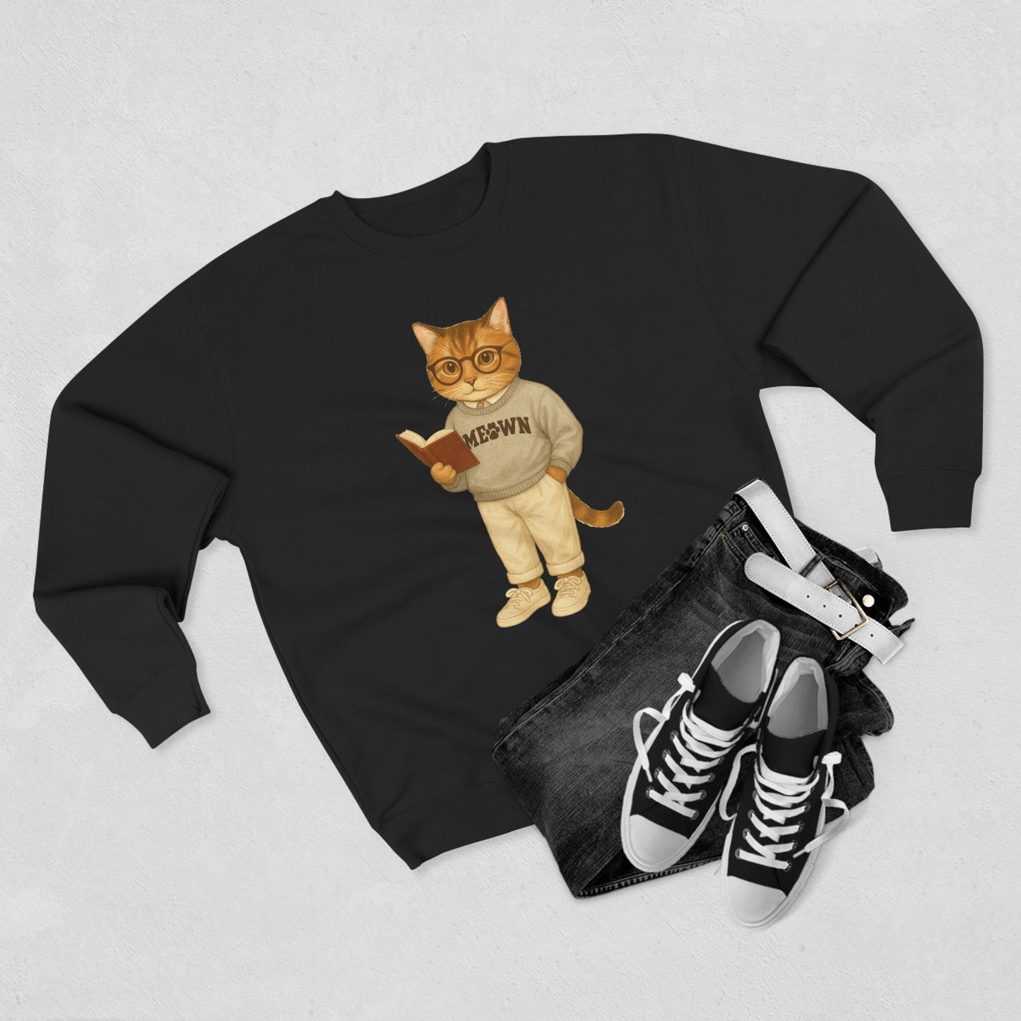 Ivy League Cats Brown Sweatshirt | Cozy Unisex Crewneck
