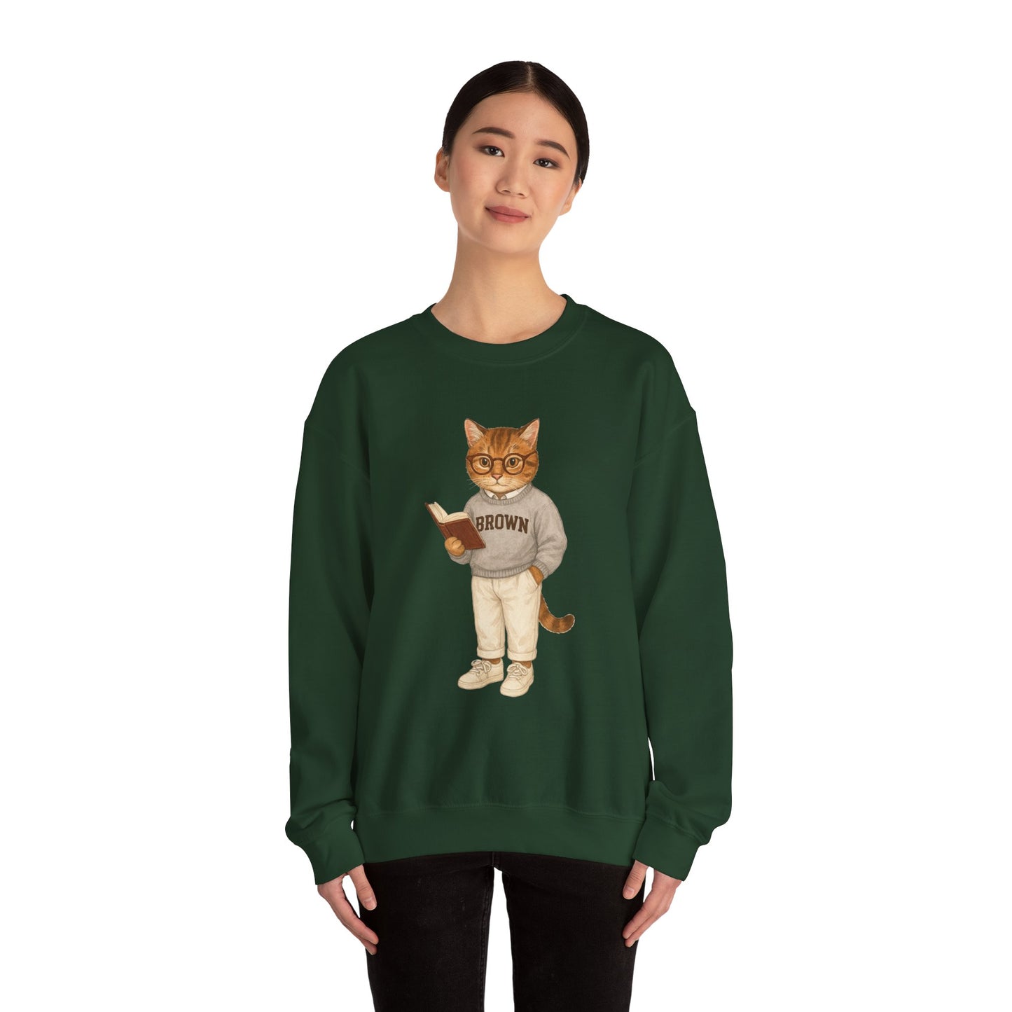 Ivy League Cat - Brown Sweatshirt