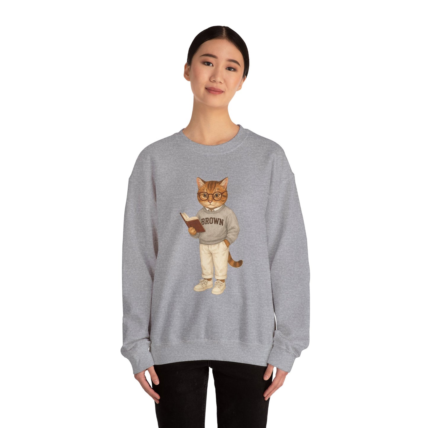 Ivy League Cat - Brown Sweatshirt