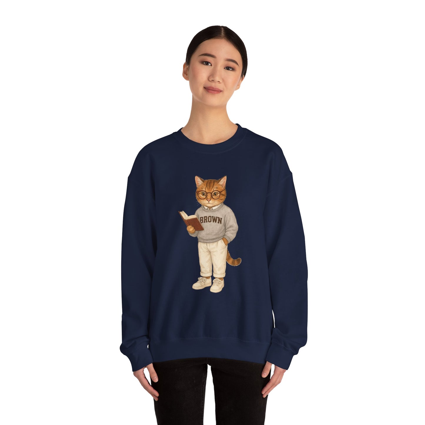 Ivy League Cat - Brown Sweatshirt