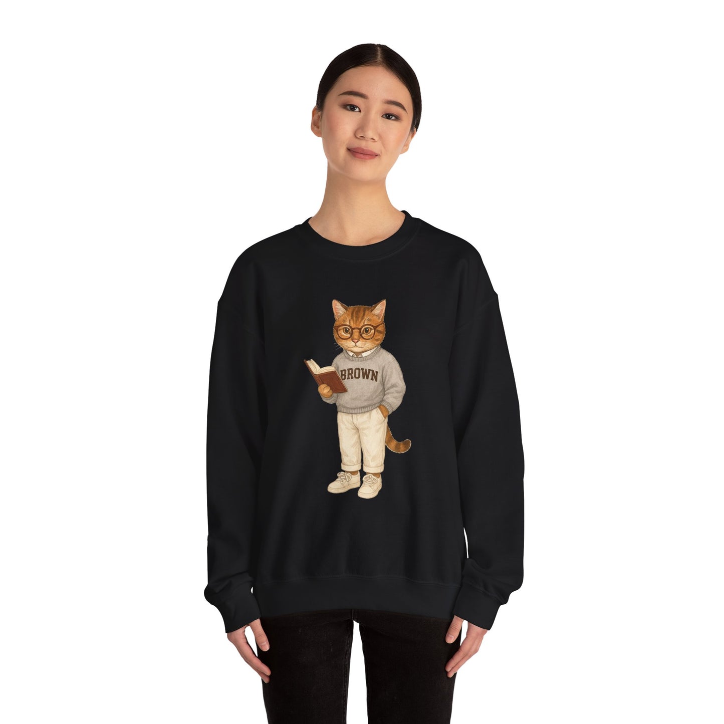 Ivy League Cat - Brown Sweatshirt