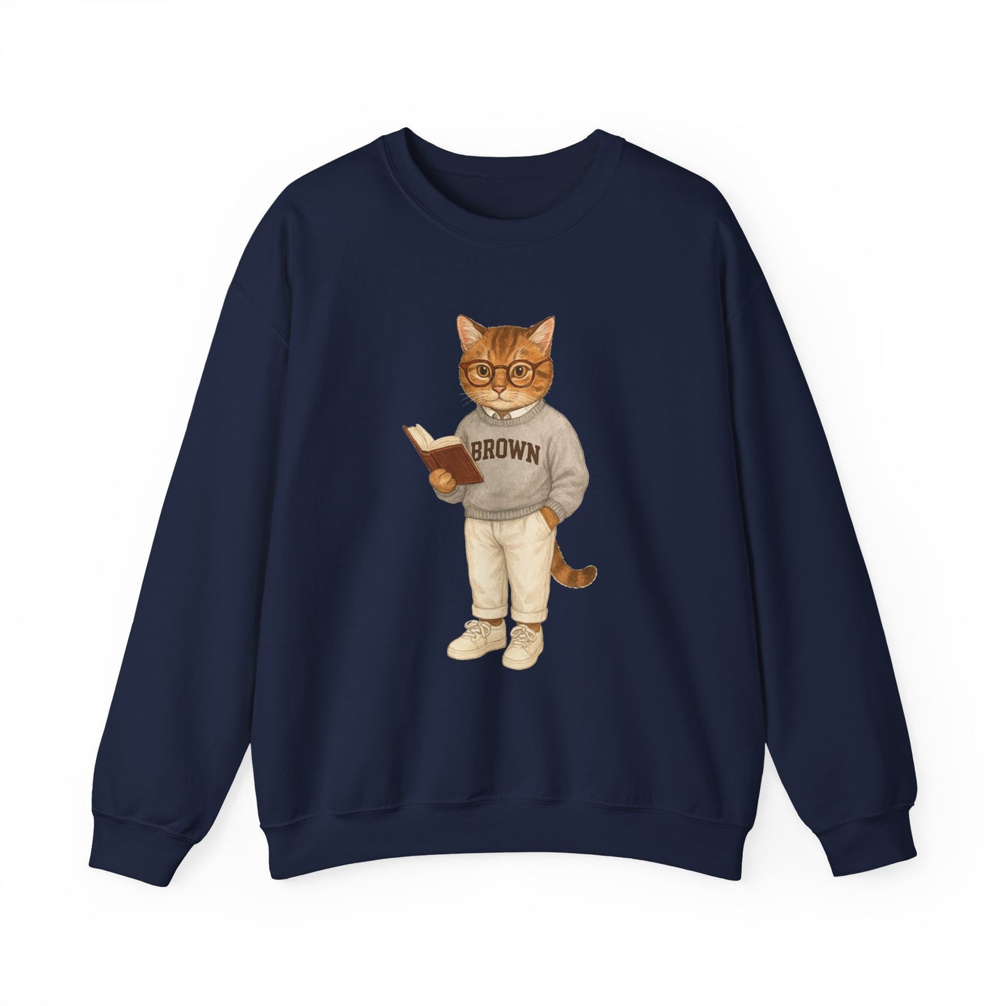 Ivy League Cat - Brown Sweatshirt